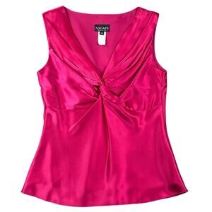 Xscape Fuchsia Satin Twist Front Formal Top Hot Pink Size 12